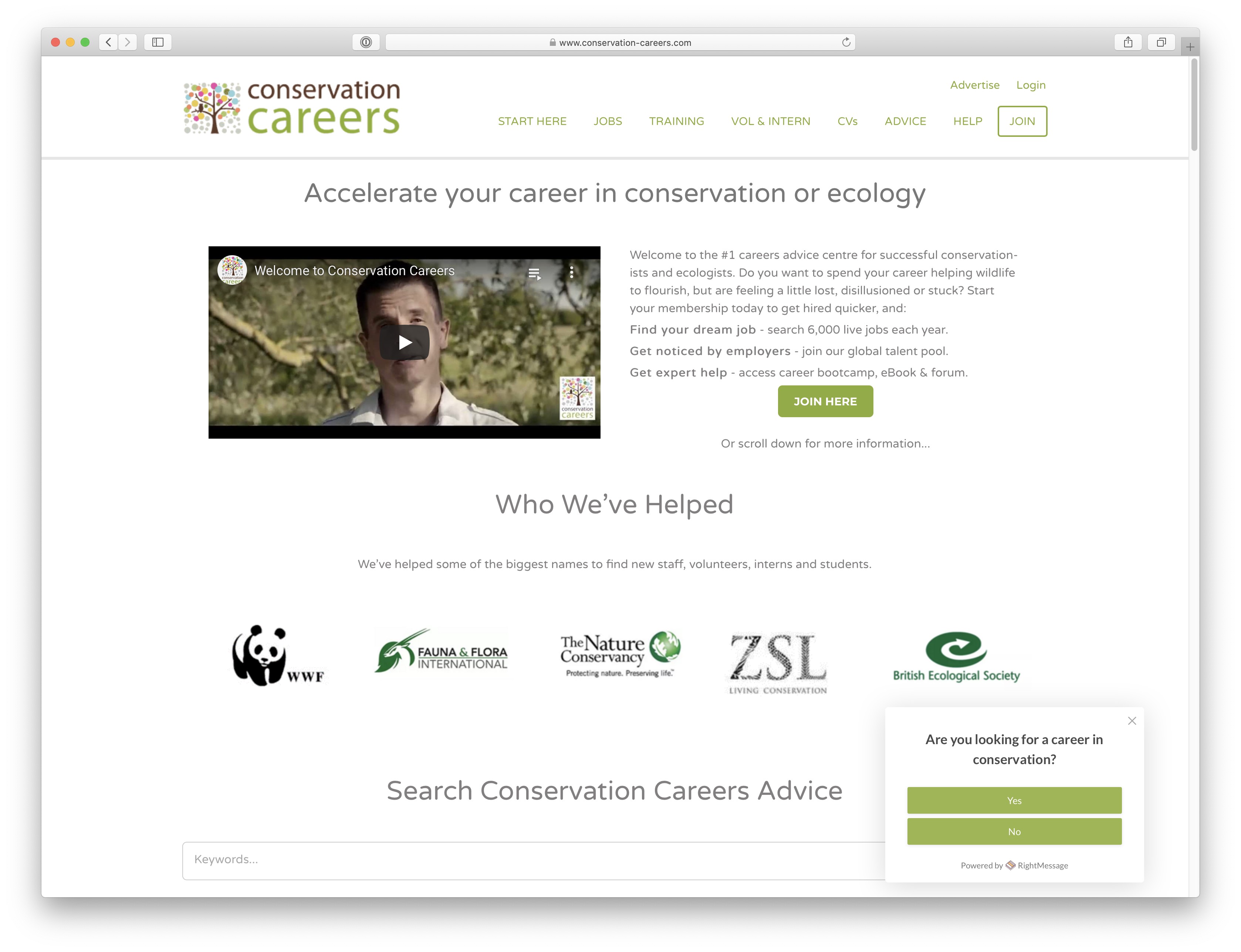 Conservation Careers homepage